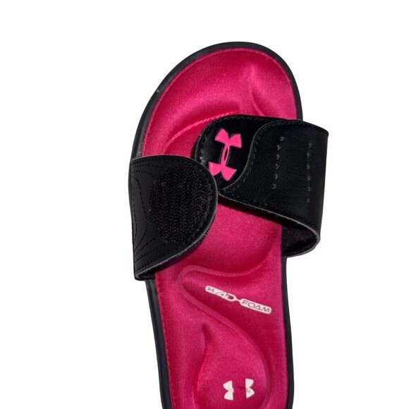 Under Armour UA Ignite IX Girls Slides/Sandals-Pink/Black-Size 2Y-GUC - Picture 8 of 8